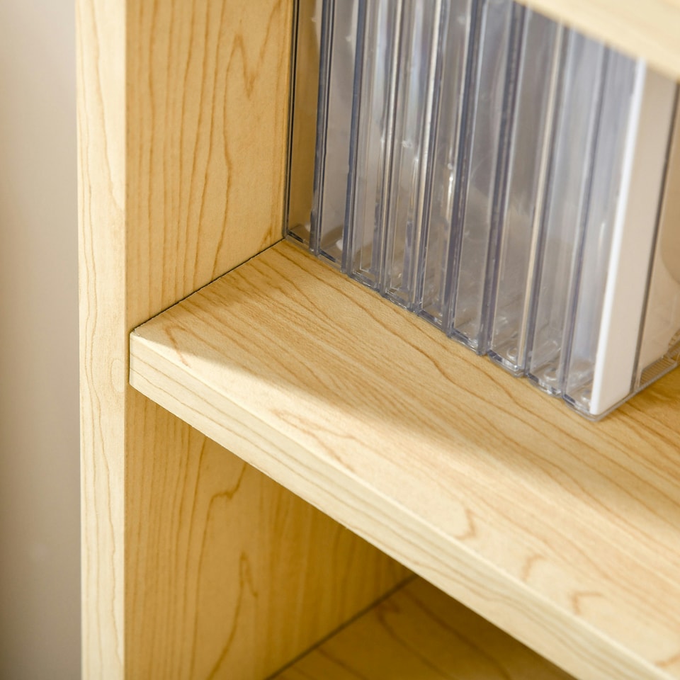 image 1 of HOMCOM 204 CD Storage Tower Tall Bookcase Bookshelf with 12 Cubes Oak Tone