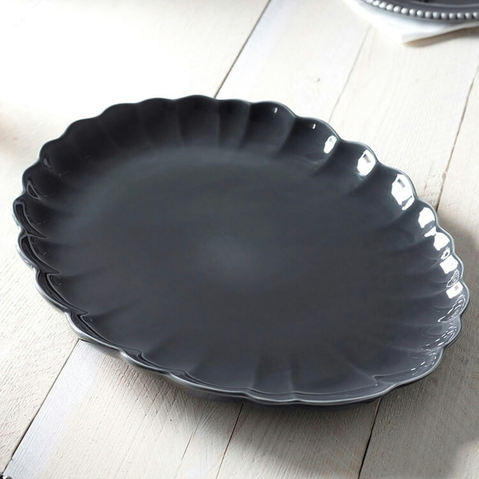 image 1 of MM Living Ceramic Scallop Serve Platter Grey