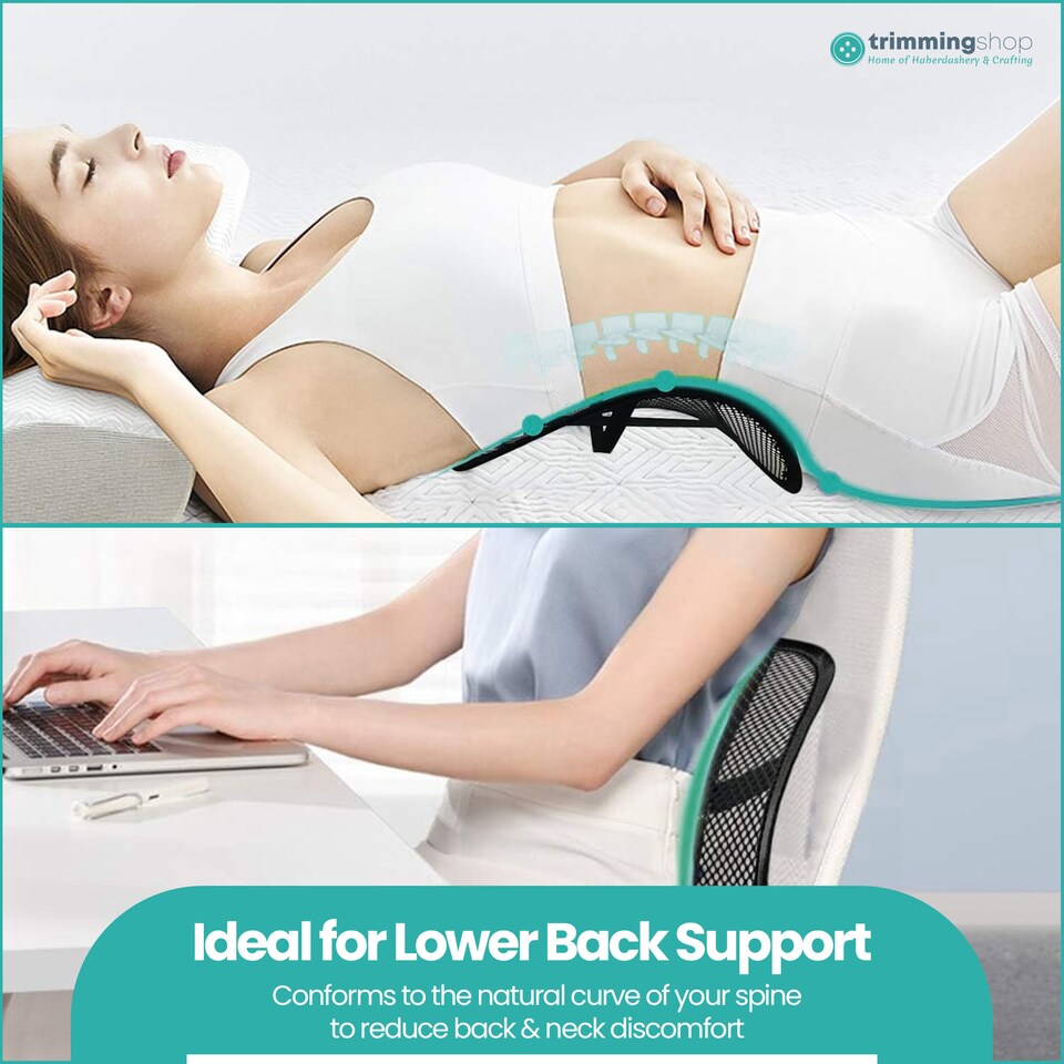 image 1 of Black Mesh Lumber Back Support for Office Chair & Car Seat With Air Flow