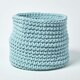 image 1 of Homescapes Pastel Blue Cotton Knitted Round Storage Basket - 42 x 37 cm Blue | L