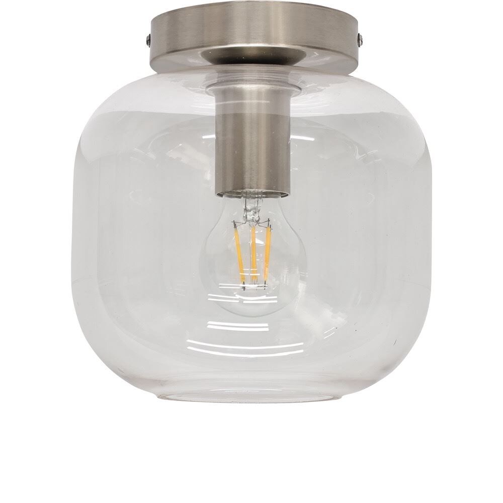 First Choice Lighting Bletch - Clear Glass Satin Nickel Ceiling Light Fitting