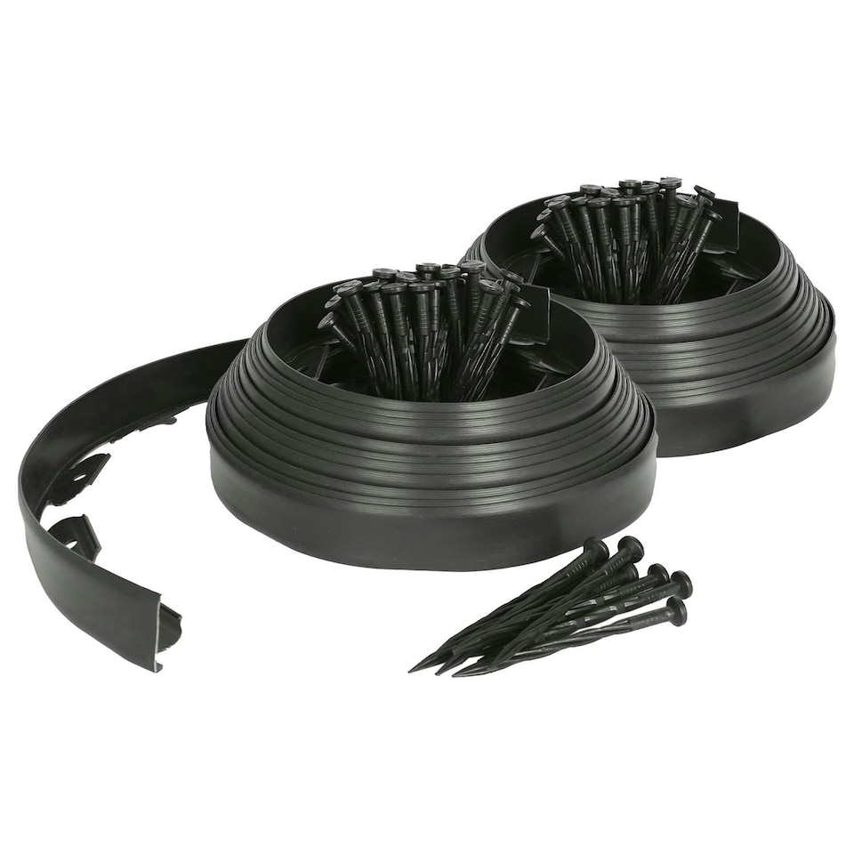 image 1 of Harbour Housewares Flexible Plastic Lawn & Path Edging - 20m x 4cm - Black Black
