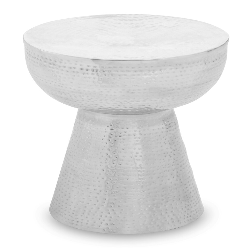 image 1 of Interiors by Premier Spacious Accent Table With Tapered Base, Aluminium Finish Side Table With Pedestal Base, Round Bedside Table Silver