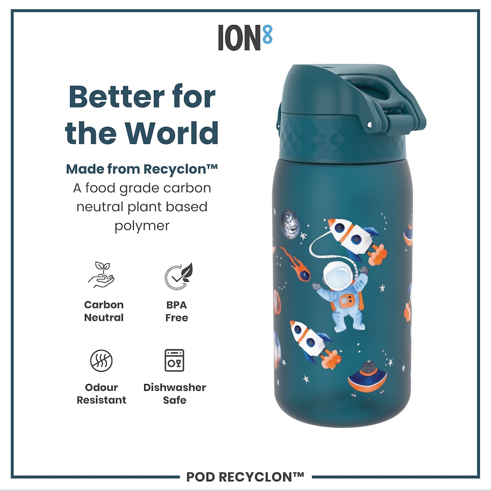 image 1 of Leak Proof Kids Water Bottle, BPA Free, 350ml (12oz) | Blue | Space | One Size