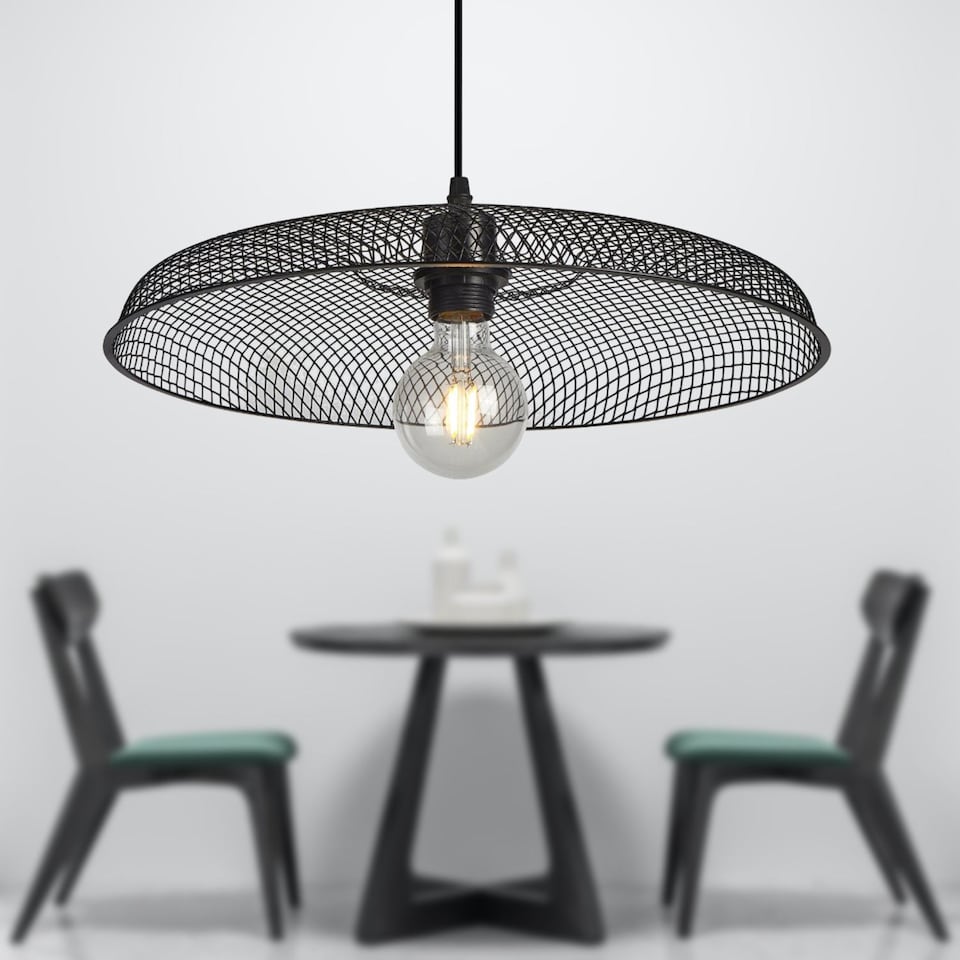 image 1 of Cassidy - Large Black Mesh Easy Fit Metal Pendant Shade | Black | Large | 1