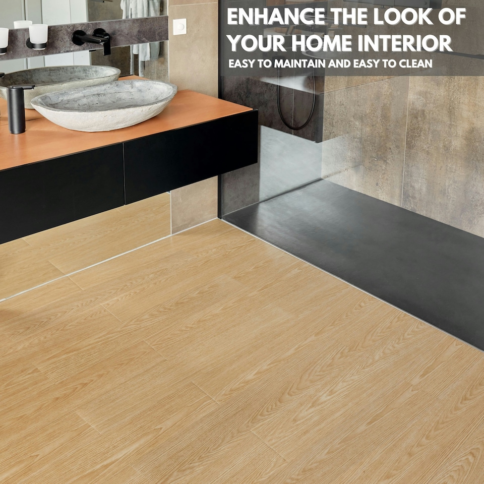 image 1 of NOVECRAFTO Self Adhesive Floor Planks | 5.9x35.9in (91.4x15.2cm) Each | Peel & Stick Vinyl Flooring | Natural Wood Effect | Waterproof DIY Tiles | Brown | 1.39 sqm