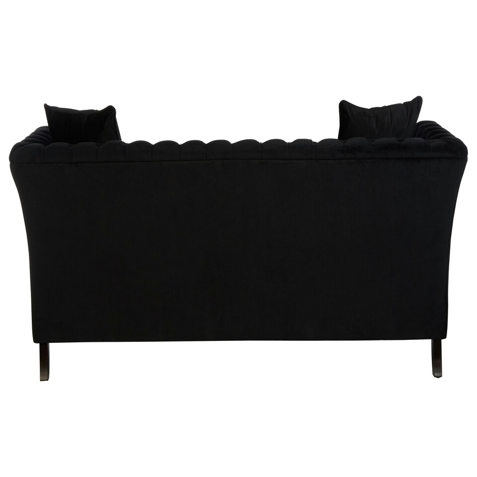 image 1 of 3 Seat Button Tufted Onyx Sofa,Settee With Wooden Legs,Chesterfield Sofa With Matching Cushions,Lounge Sofa Black
