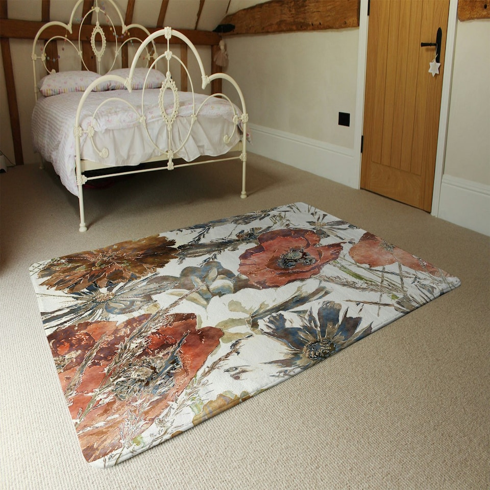 image 1 of Watercolour Flower Print (Rug) Multi | Small: 60x110cm