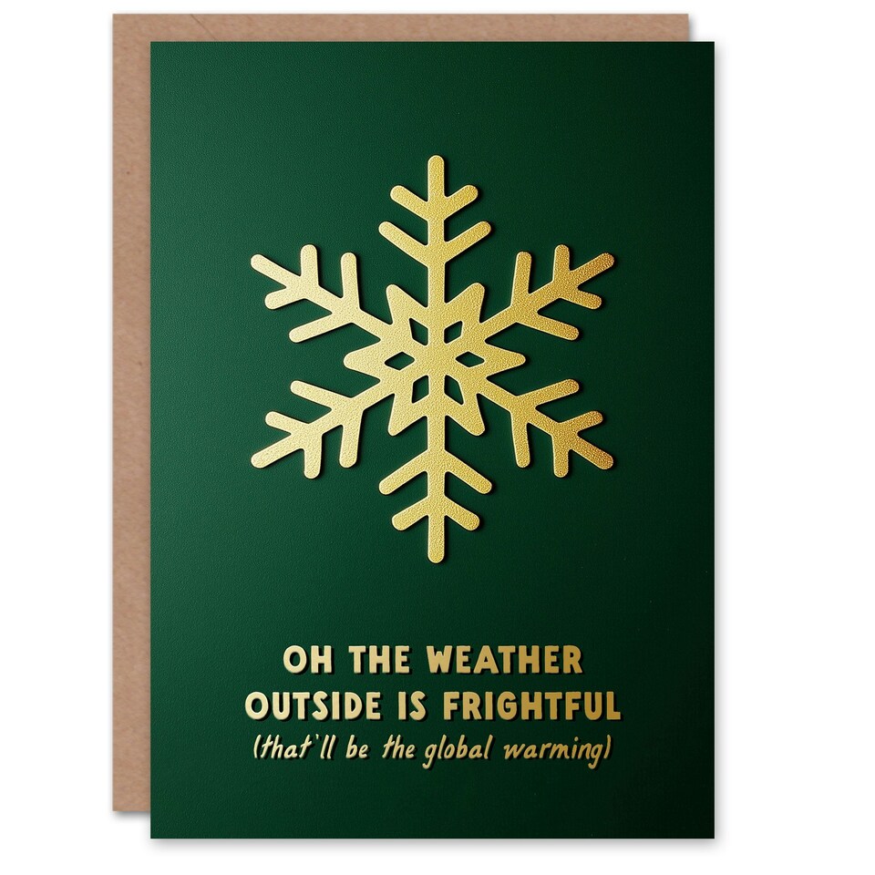 image 1 of Weather Outside Frightful Global Warming Funny Blank For Him Or Her Art Christmas Card