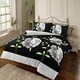 image 1 of Luxury Floral Rosaleen Printed Flowers Easy Care Duvet Cover Set Clear | Black/White | Double