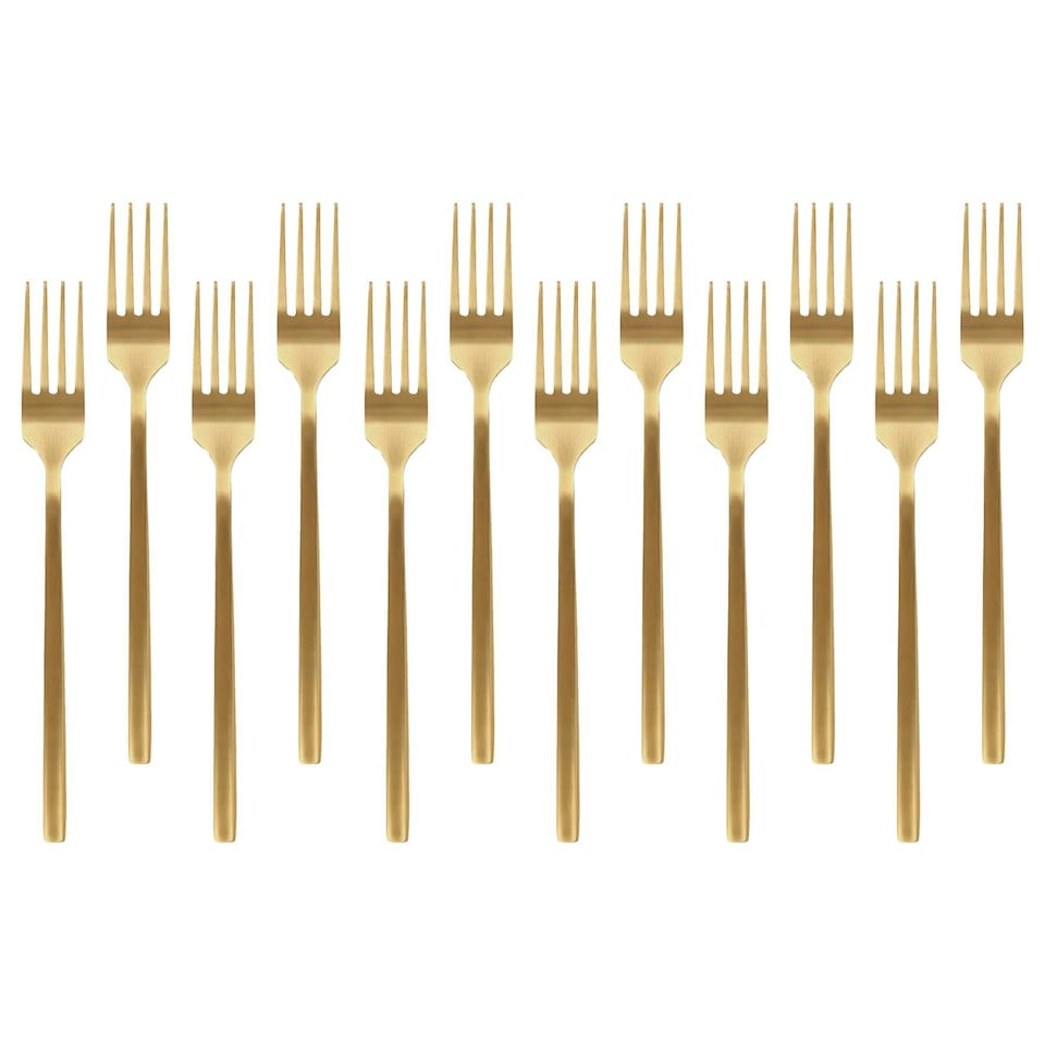 image 1 of Argon Tableware Stainless Steel Dinner Forks - 19.5cm - Gold - Pack of 12