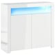 image 1 of HOMCOM Modern High Gloss RGB LED Cabinet Cupboard Sideboard Console White