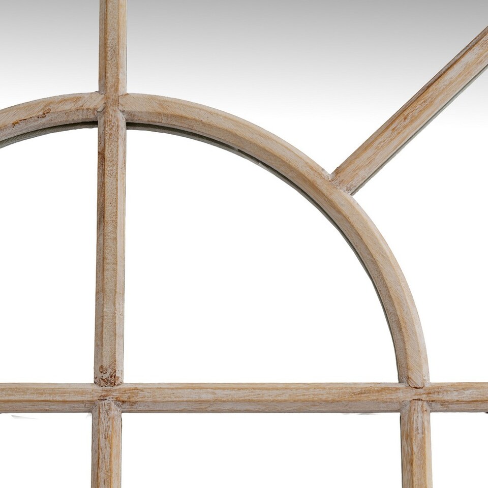 image 1 of Washed Wood Arched Window Mirror - Glass - L2 x W135 x H90 cm - Brown