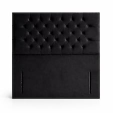 Floorstanding Headboard Black Plush Chesterfield 5FT Kingsize 54inch High