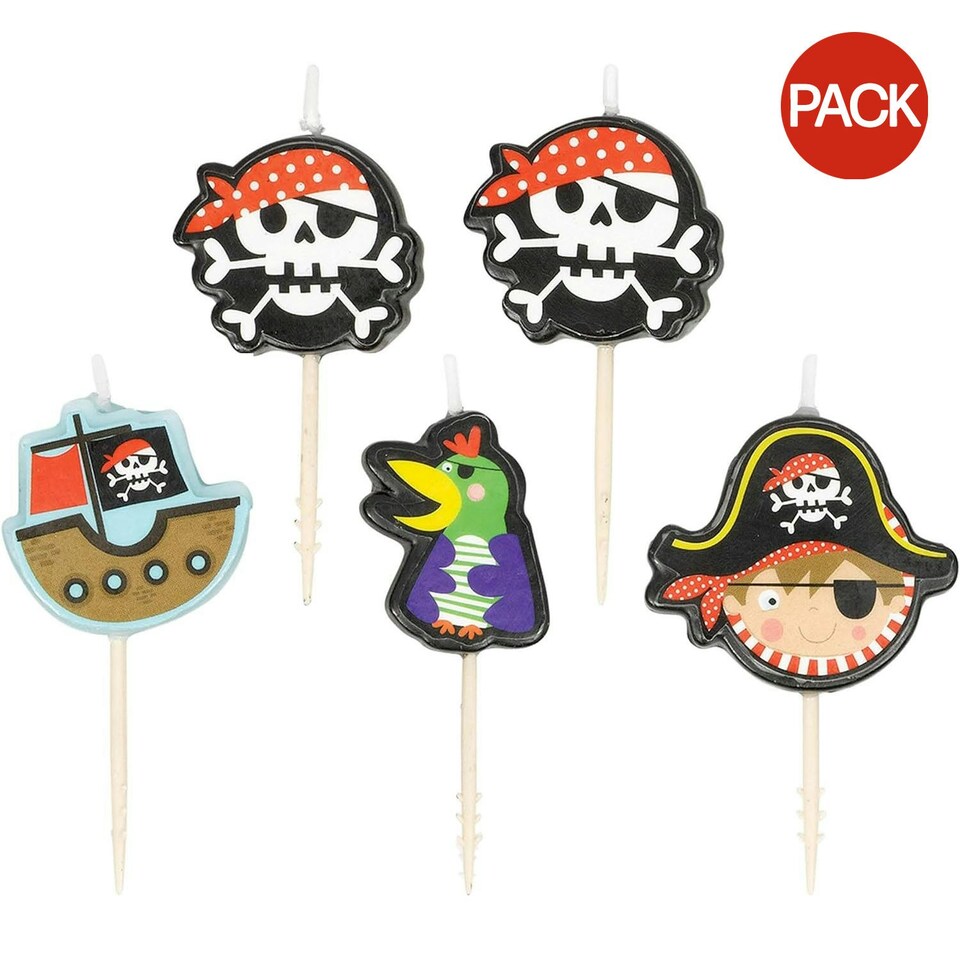 Pirate Pick Candles (Pack of 5) - Multicoloured - One Size