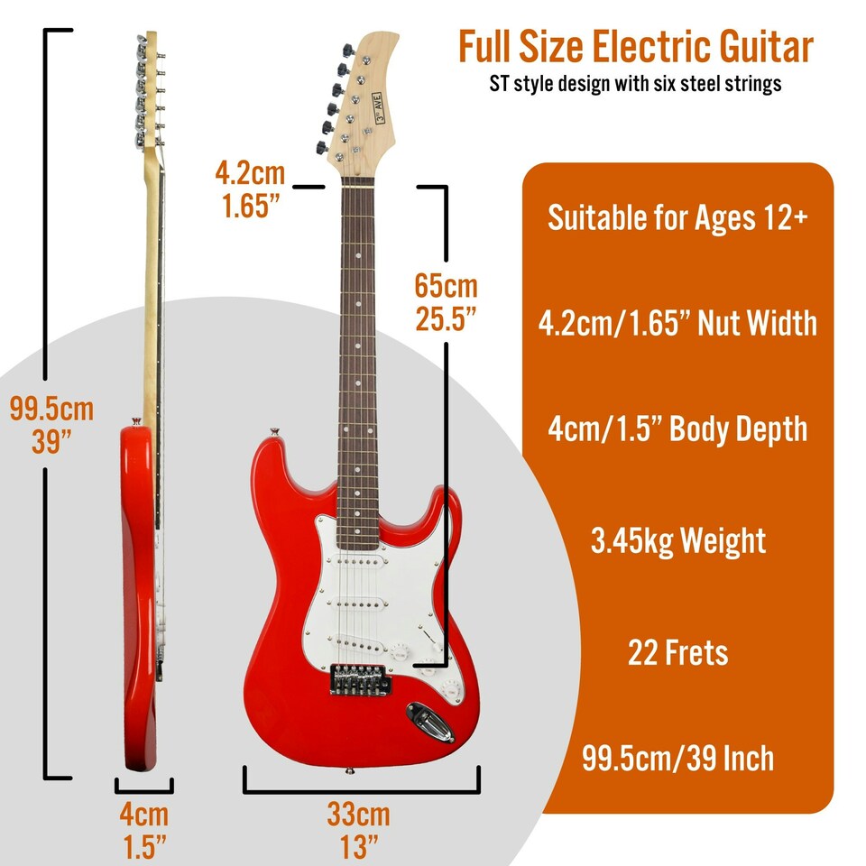 image 1 of 3rd Avenue Full Size Electric Guitar Pack with Amp White