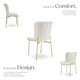 image 3 of Dining Chair Tessa - ergonomic high backrest, slim steel legs, soft fabric | White | Bouclé white/gold | 1