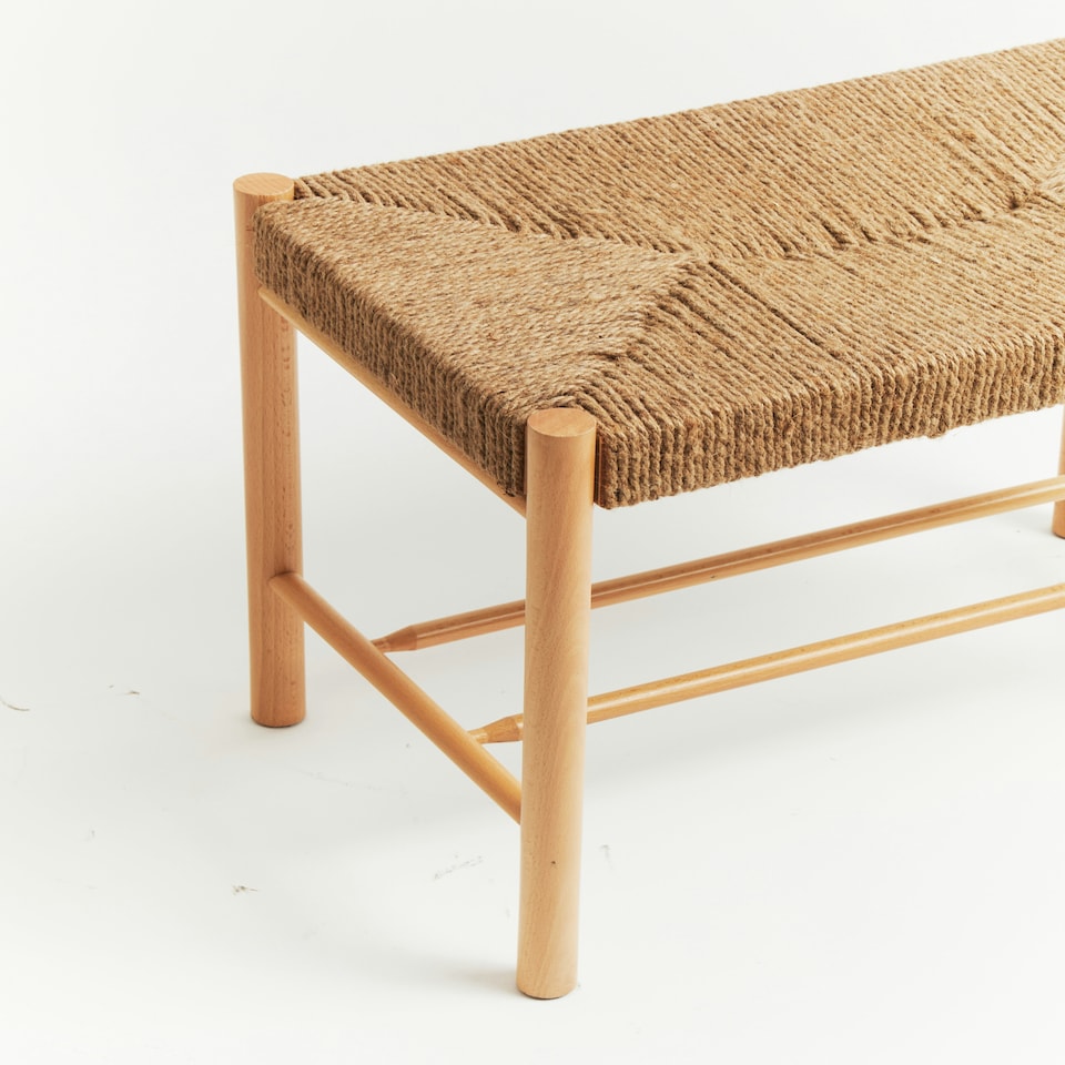 image 1 of Bandar Natural Rope Weave Small Bench Cream