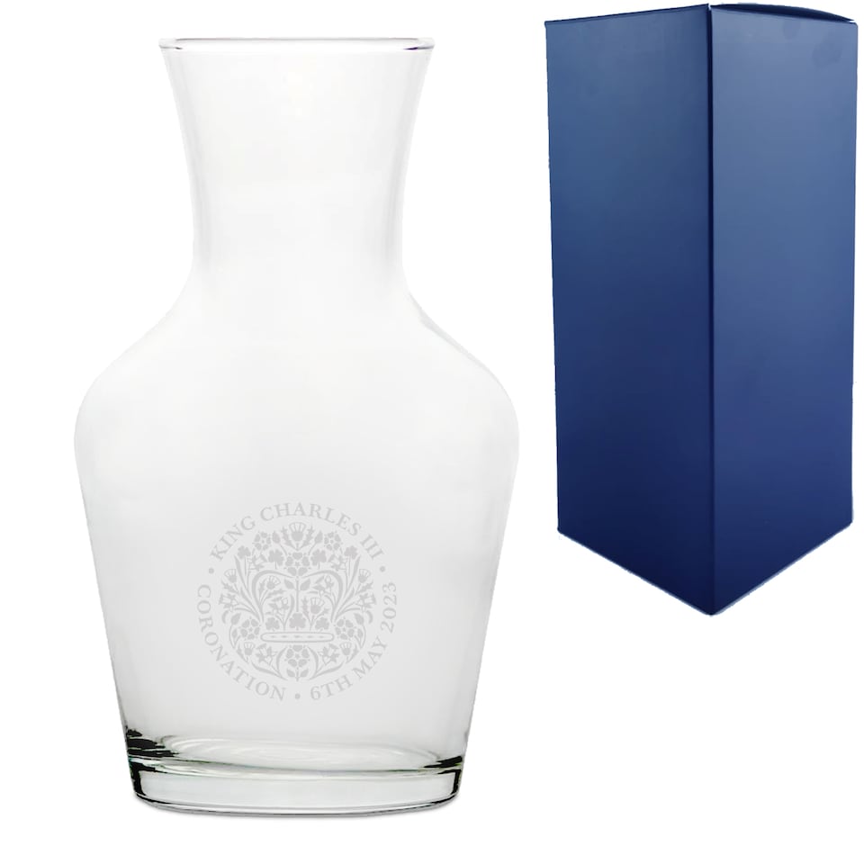 image 1 of Personalised Engraved Commemorative Coronation of the King Wine Carafe
