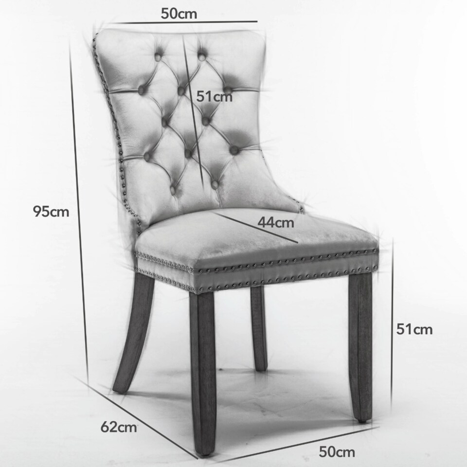 image 1 of Romsey Set of 4 Modern Velvet Dining Chairs with Solid Oak Legs
