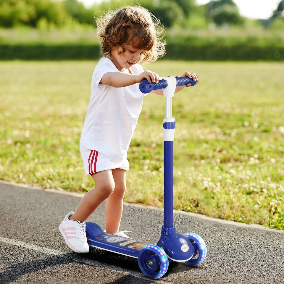 image 1 of AIYAPLAY Kids 3 Wheel Scooter for 2-6 Years Old w/ Adjustable Height, Blue