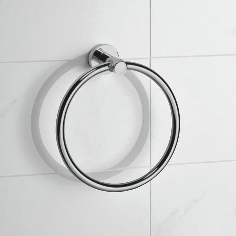image 1 of Showerdrape Modernity Chrome Stainless Steel Wall Mounted Towel Ring | Silver | 1