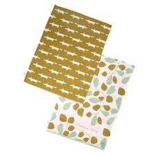 Scion Living Mr Fox Set of 2 Tea Towels Ochre