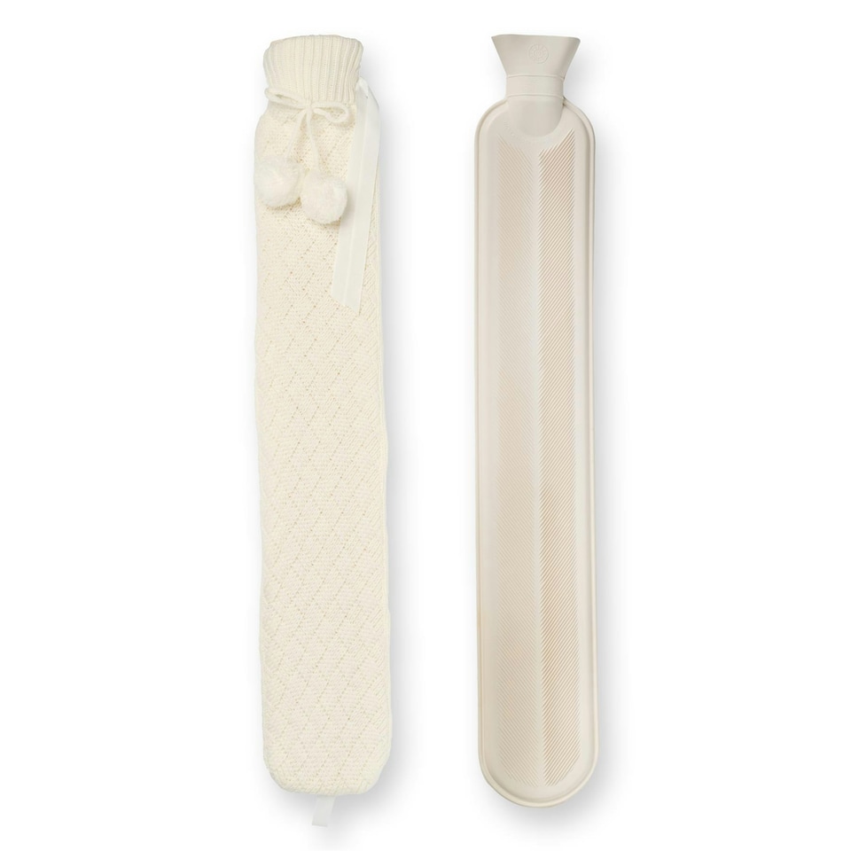 image 1 of Nicola Spring Knitted Long Hot Water Bottle & Cover Set - Hot Water Bottle Leakproof Neck Shoulder Feet
