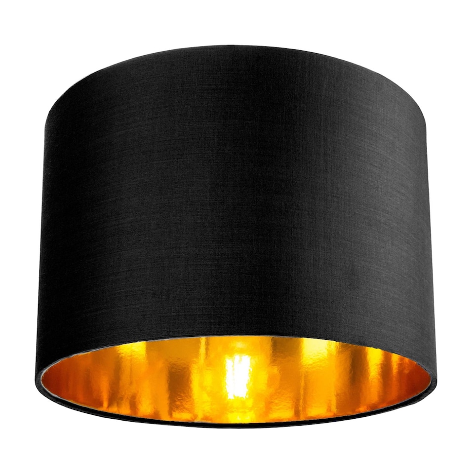 image 1 of Contemporary Black Cotton 10 inch Table/Pendant Lamp Shade with Shiny Golden Inner