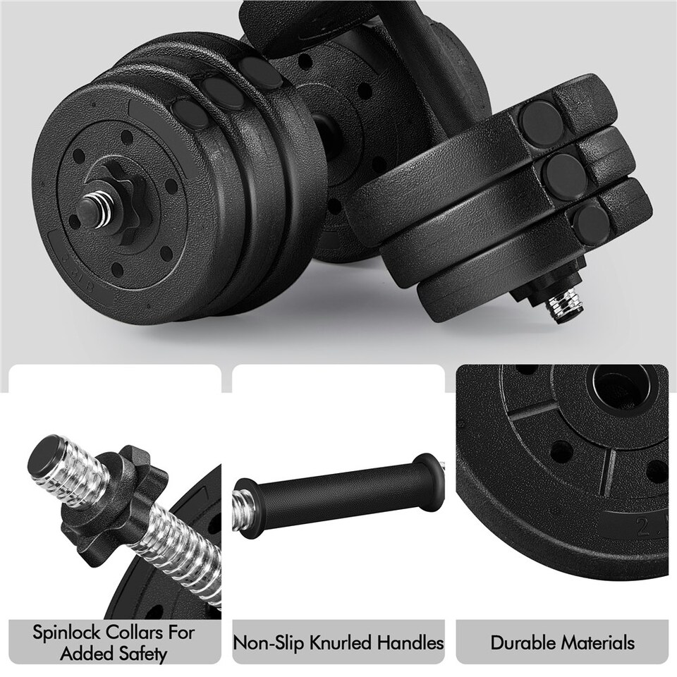 image 1 of Yaheetech 25kg Dumbbell Weight Set Black
