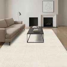 Short Pile Rectangular Lined Pattern Rug 120x160cm