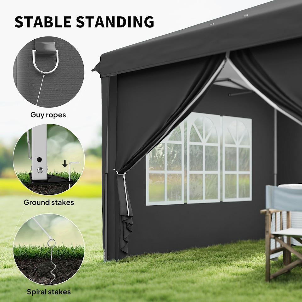 image 1 of Outsunny 3 x 6m Pop Up Gazebo Height Adjustable Party Tent w/ Storage Bag Grey