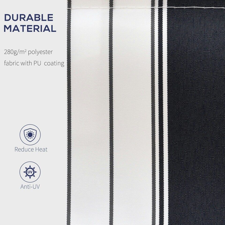 image 1 of Outsunny Garden Sun Shade Canopy Retractable Awning, 2.5 x 2m, Blue and White