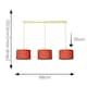 image 3 of ValueLights Reni Rust Drum Shade 3 Drop Bar Gold Diner Ceiling Pendant Light with Bulbs Gold