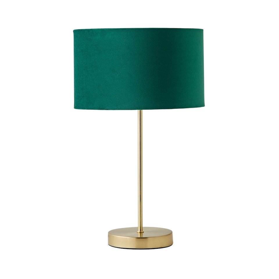 image 1 of ValueLights Charlie Gold Table Lamp Green Velvet Shade | Gold