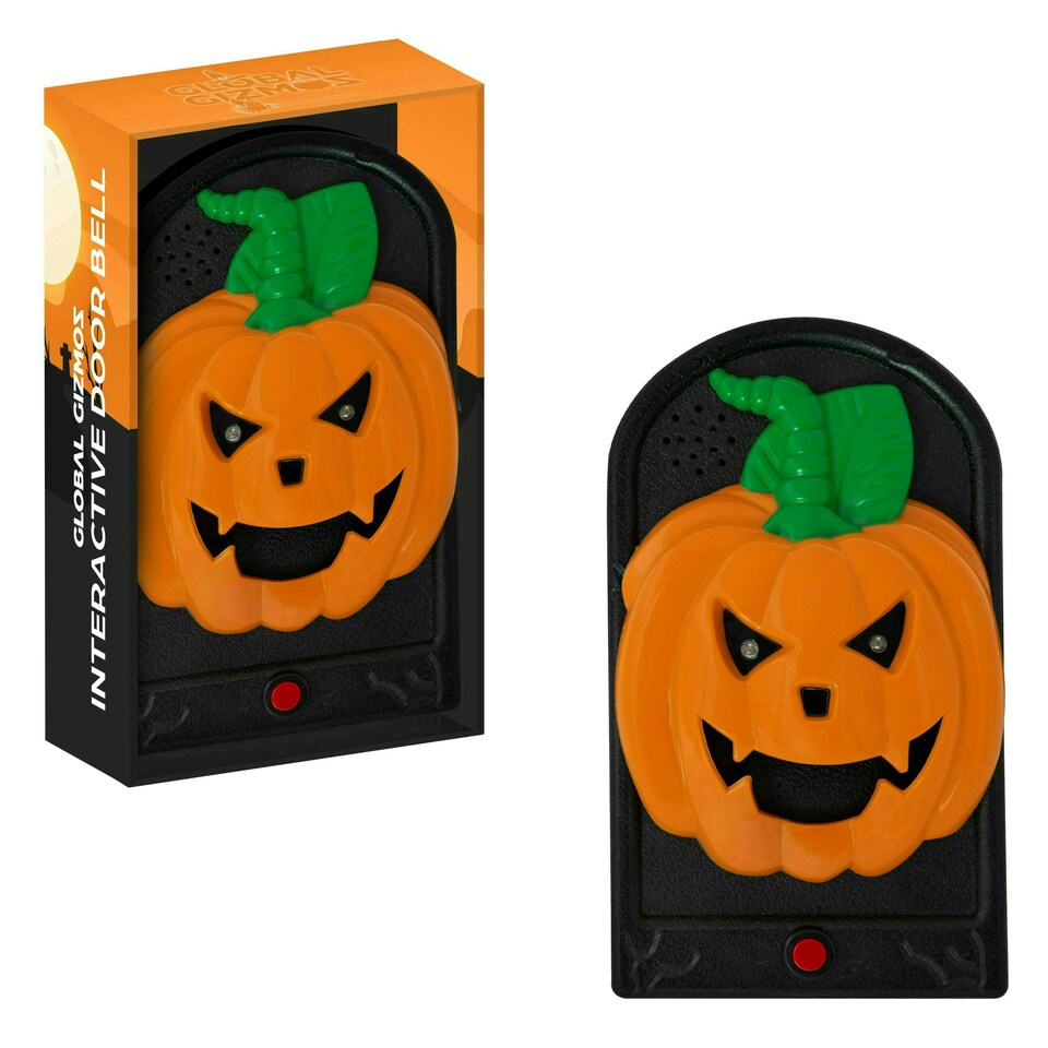 image 1 of Halloween Pumpkin Doorbell with Red Glowing LEDs and Sounds