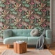 image 3 of Psychedelic Jungle Wallpaper in Brights on Charcoal Multi