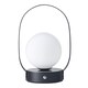 image 1 of Matt Black Rechargeable Touch Dimmable Lantern Table Lamp with Frosted Shade | Black