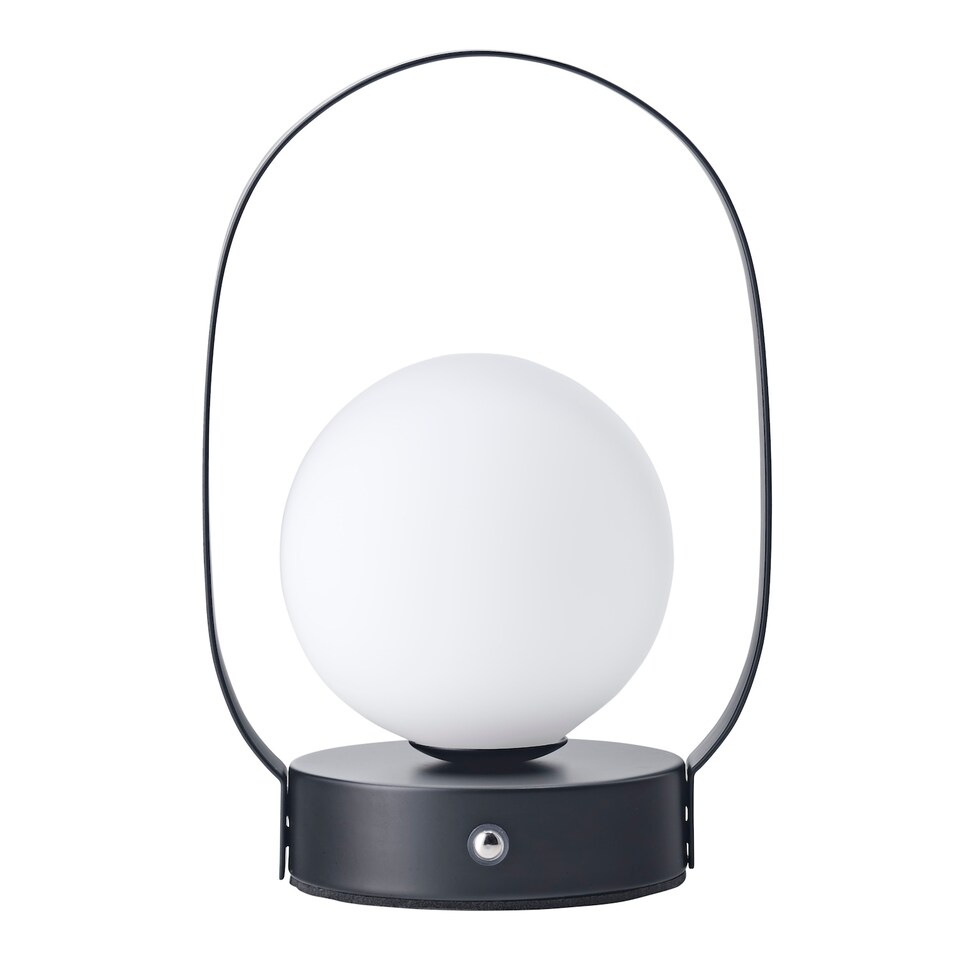 image 1 of Matt Black Rechargeable Touch Dimmable Lantern Table Lamp with Frosted Shade | Black
