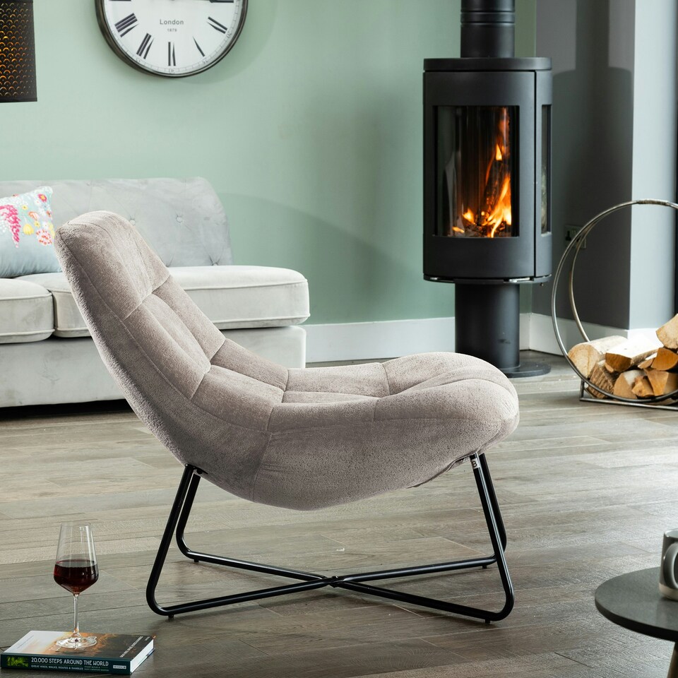 image 1 of Merced Fabric Accent Chair - Light Grey