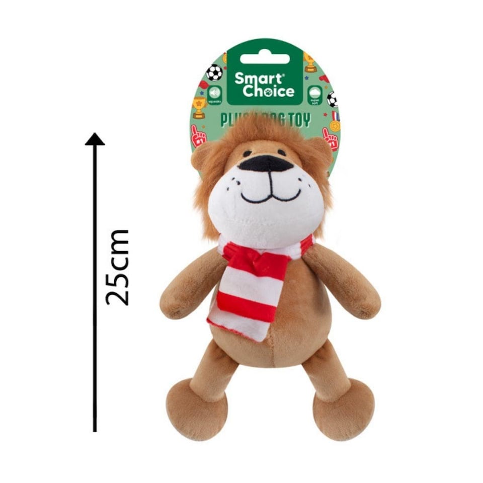 image 1 of Plush Lion With Scarf Dog Toy Squeaker Crinkle Effect Soft Interactive Play Fetch