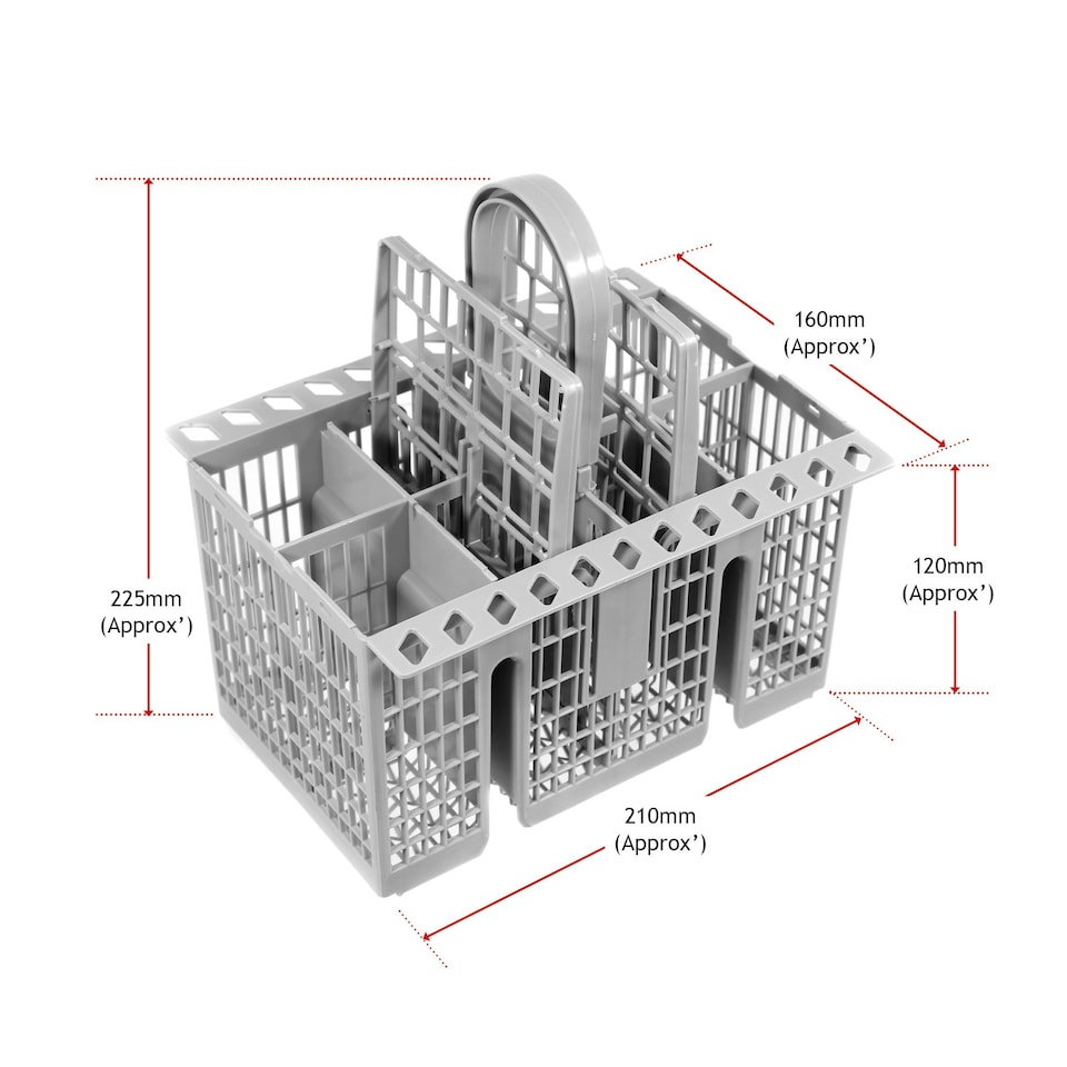 image 1 of SPARES2GO Cutlery Cage Basket compatible with Hotpoint Dishwasher (Grey, Removable Handle, 225mm)