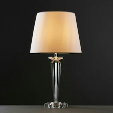 ValueLights Davenport Extra Large Crystal Table Lamp Large White Tapered Shade