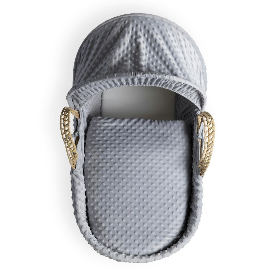 image 1 of Clair de Lune Dimple Palm Moses Basket With Folding Stand - Grey