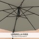image 6 of Outsunny Sun Parasol with Vent, Wall Umbrella for Patio, Garden, Pool Grey | Light Grey