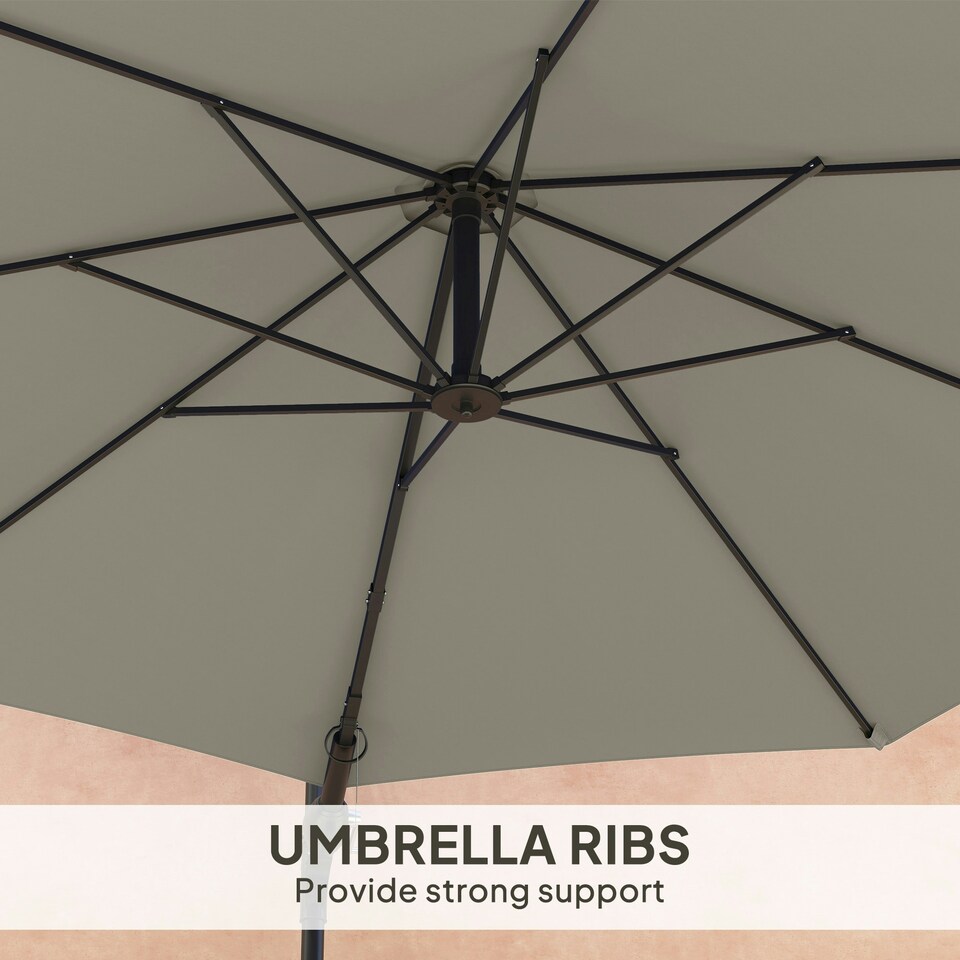 image 1 of Outsunny Sun Parasol with Vent, Wall Umbrella for Patio, Garden, Pool Grey | Light Grey