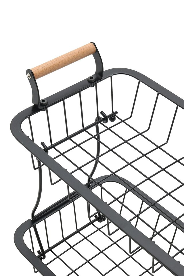 image 1 of Living and Home Two-Tier Wire Food Basket