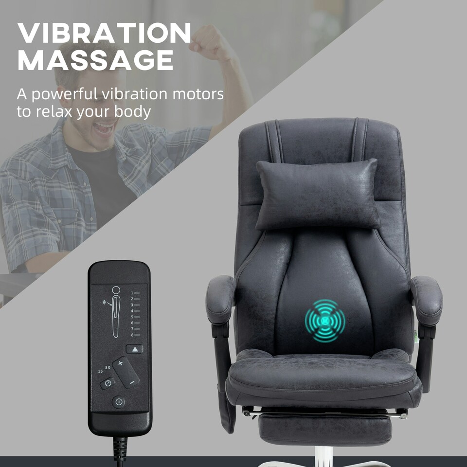 image 1 of Vinsetto High Back Massage Office Chair with Vibration Point Headrest Remote