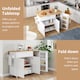 image 5 of VILUXE Mobile Kitchen Island with Foldable Worktop, Drawer, Adjustable Cabinets, 3 Door Spice Racks, Towel Rail and 5 Wheels, White and Natural Wood