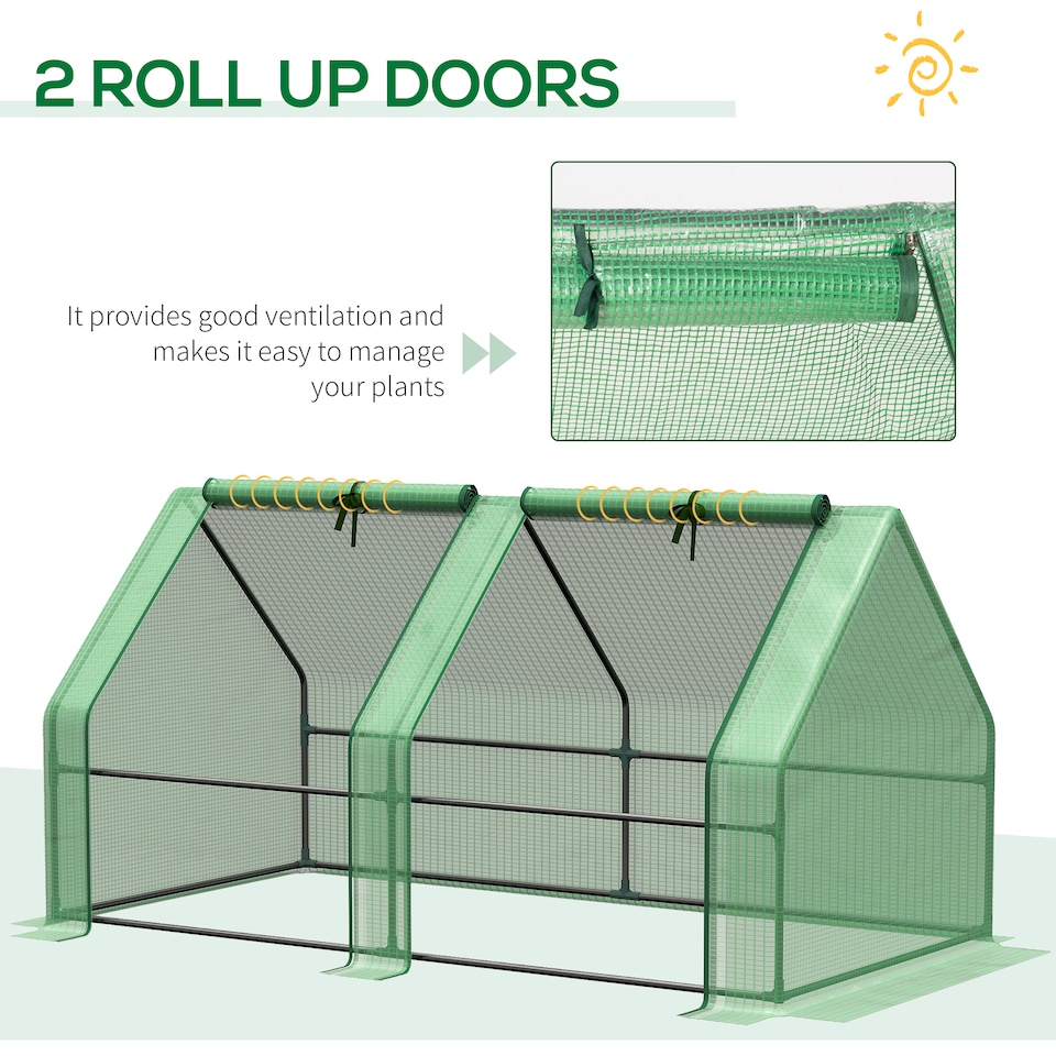 image 1 of Outsunny Mini Small Greenhouse with Steel Frame & PE Cover & Window